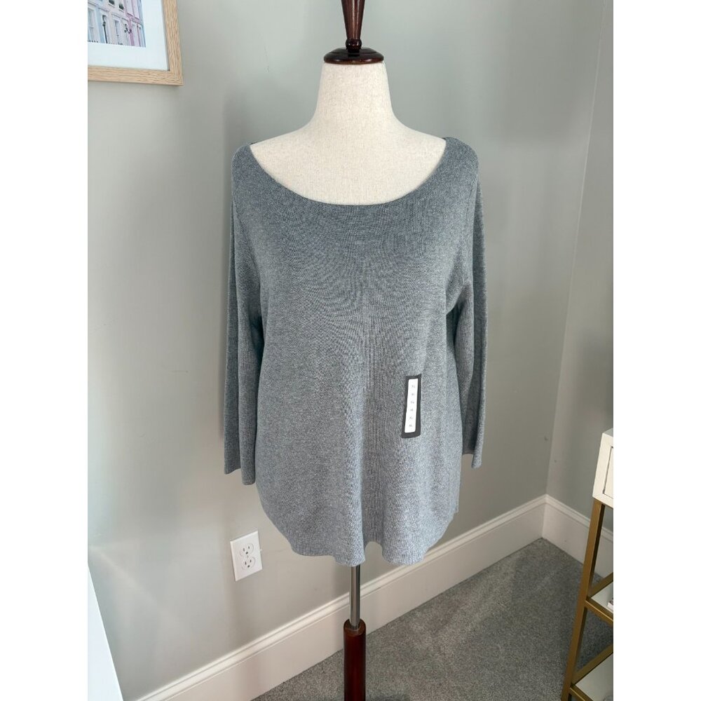 Worthington Size XL Gray Boat Neck Sweater 3/4 Sleeve NWOT
